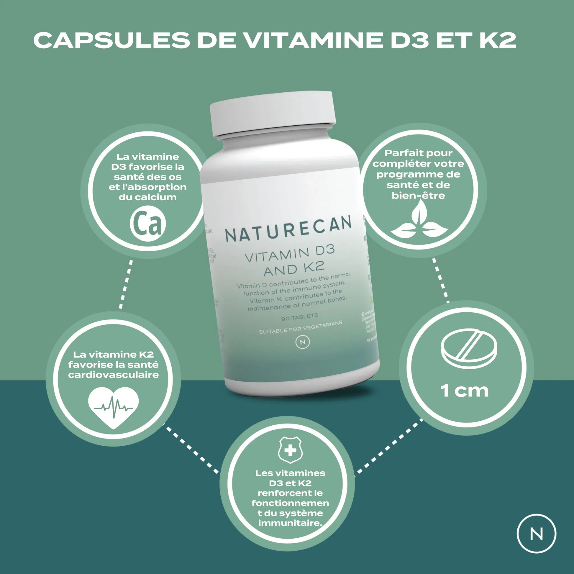 Vitamine D3 & K2 naturecan